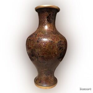 Vintage Amber and Bronze Cloisonne Vase